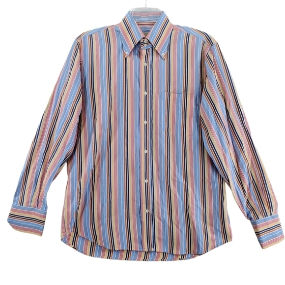 Altemflower Shirt Mens L 16.5 42 Colorful Striped Button Down Long Sleeve Pocket - Picture 1 of 16